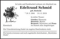 Traueranzeige Edeltraud Schmid