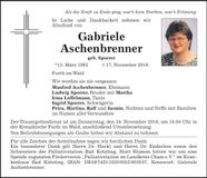 Traueranzeige Gabriele Aschenbrenner
