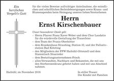 Traueranzeige Ernst Kirschenbauer
