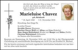 Traueranzeige Marieluise Chavez