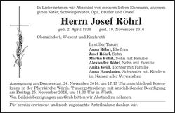 Traueranzeige Josef Röhrl