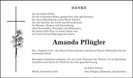 Traueranzeige Amanda Pflügler