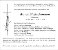 Traueranzeige Anton Fleischmann
