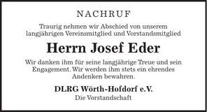 Traueranzeige Josef Eder