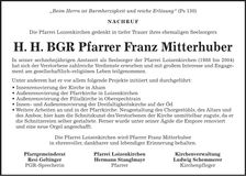 Traueranzeige Franz Mitterhuber