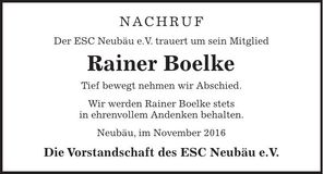 Traueranzeige Rainer Boelke