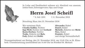 Traueranzeige Josef Scheifl