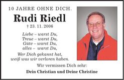 Traueranzeige Rudi Riedl