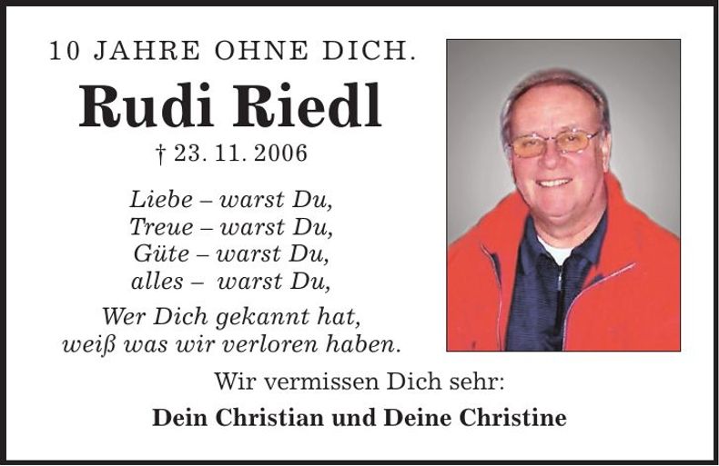Traueranzeige Rudi Riedl
