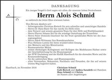 Traueranzeige Alois Schmid