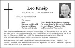 Traueranzeige Leo Kneip