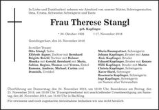 Traueranzeige Therese Stangl
