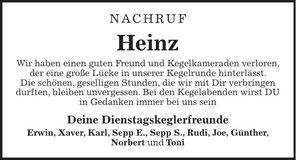 Traueranzeige Heinz Boiger