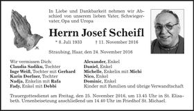 Traueranzeige Josef Scheifl