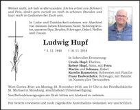 Traueranzeige Ludwig Hupf