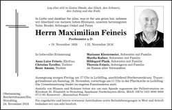 Traueranzeige Maximilian Feineis
