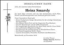 Traueranzeige Heinz Smarsly