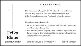 Traueranzeige Erika Ebner