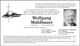 Traueranzeige Wolfgang Mühlbauer