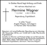 Traueranzeige Hermine Wagner