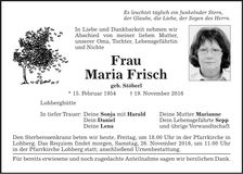 Traueranzeige Maria Frisch