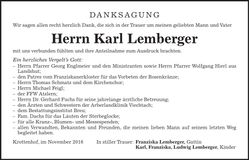 Traueranzeige Karl Lemberger