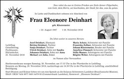 Traueranzeige Eleonore Deinhart