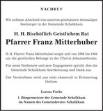 Traueranzeige Franz Mitterhuber