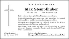 Traueranzeige Max Stempfhuber
