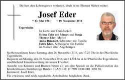 Traueranzeige Josef Eder
