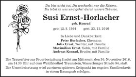 Traueranzeige Susi Ernst-Horlach