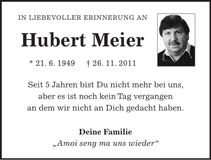 Traueranzeige Hubert Meier