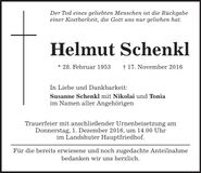 Traueranzeige Helmut Schenkl