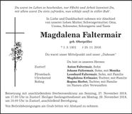 Traueranzeige Magdalena Faltermair