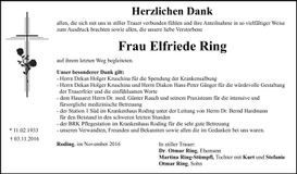 Traueranzeige Elfriede Ring