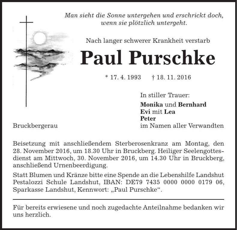 Traueranzeige Paul Purschke
