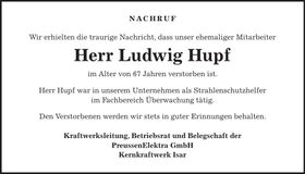 Traueranzeige Ludwig Hupf