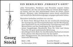 Traueranzeige Georg Stöckl