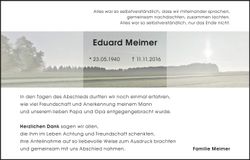 Traueranzeige Eduard Meimer
