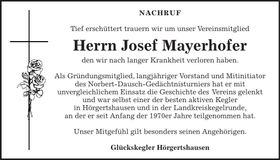 Traueranzeige Josef Mayerhofer
