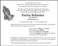 Traueranzeige Gerta Schreier