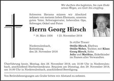 Traueranzeige Georg Hirsch