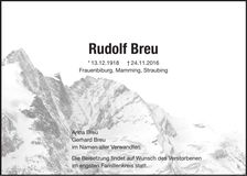Traueranzeige Rudolf Breu