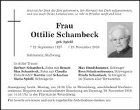Traueranzeige Ottilie Schambeck
