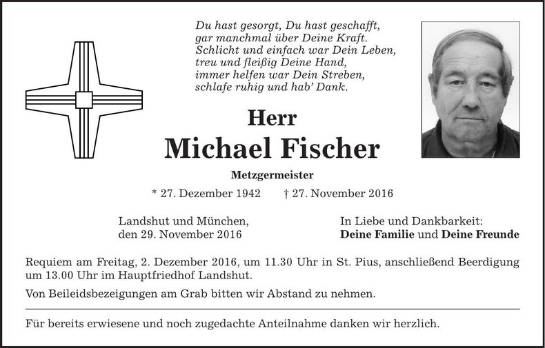 Traueranzeige Michael Fischer