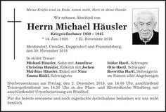 Traueranzeige Michael Häusler