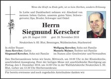 Traueranzeige Siegmund Kerscher