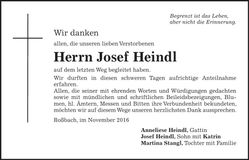 Traueranzeige Josef Heindl