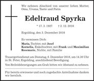 Traueranzeige Edeltraud Spyrka