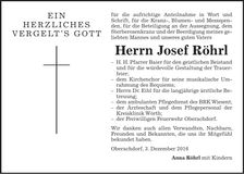 Traueranzeige Josef Röhrl